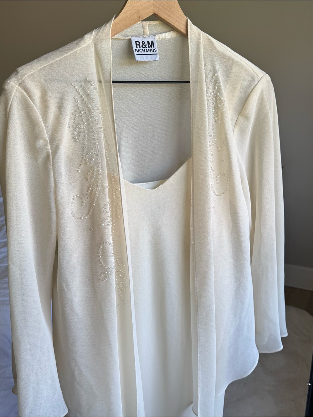 R&M Richards Ivory Formal Dress & Jacket Set Size 12 B17
